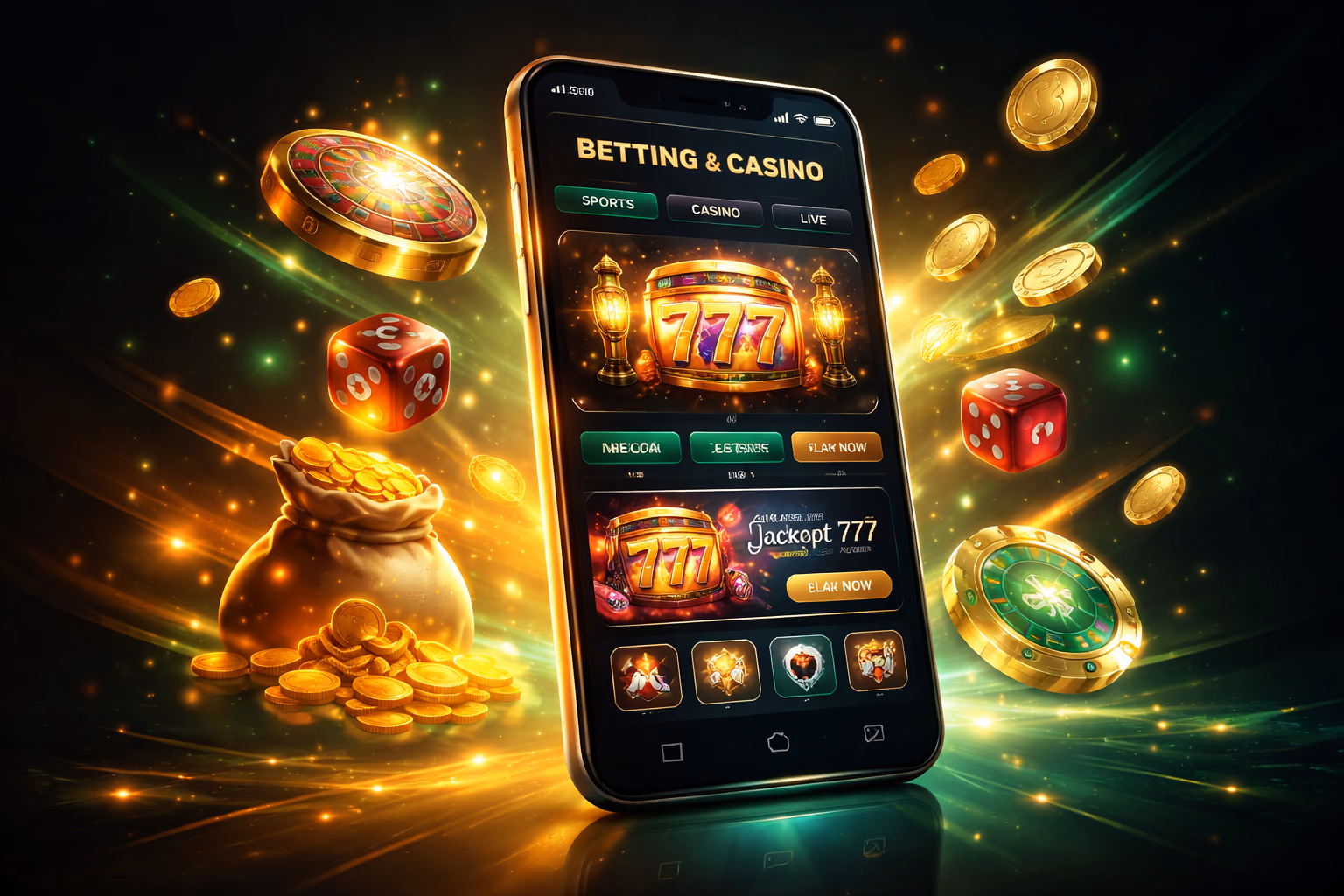 Mobile user exploring the 786Bet app on a smartphone with bright slot symbols and sleek gaming interface elements